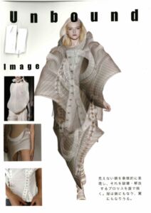 No.1【大阪文化服装学院 津川 仁菜】<br>「Unbound」フェティッシュな要素で、見えない拘束と欲望を服に映す。誰かのためでなく、自らの快楽と解放のために纏う。服は枷であり、同時に挑発的なスキンとなる。