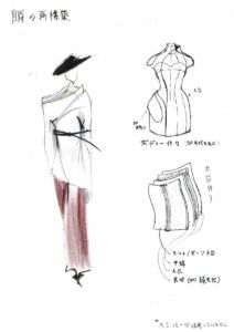 No.12【ファッション高度専門士科4年 クック ウィリアム レイモンド ケアレ】<br>偶然すれ違った傘をさす和装の人との儚い瞬間からデザイン。ぼやけて変化していく記憶を、クチュールと和裁の技法を融合させて再現しました。直感によるアイデアの決断、書き換えられていく記憶、 手仕事による服づくりから感じる「人間らしさ」という価値を探しています。